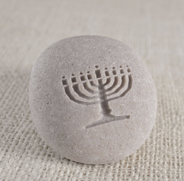 Menorah - engraved stone ready to ship