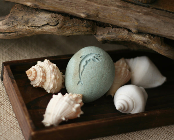 Dolphin gift pebble - engraved stone ready to ship