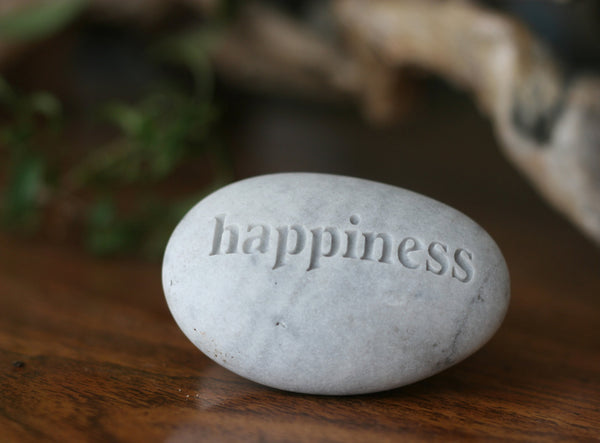 Happiness pebble - Engraved Inspirational Word on Rock - Ready Gift by SJ-Engraving