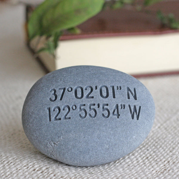 Coordination stone - personalized longitude and latitude engraved stone