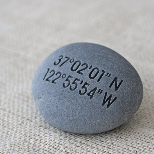 Coordination stone - personalized longitude and latitude engraved stone