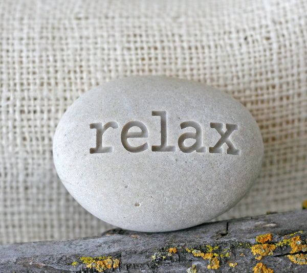 Relax - Engraved Inspirational Word on stone - Ready Gift