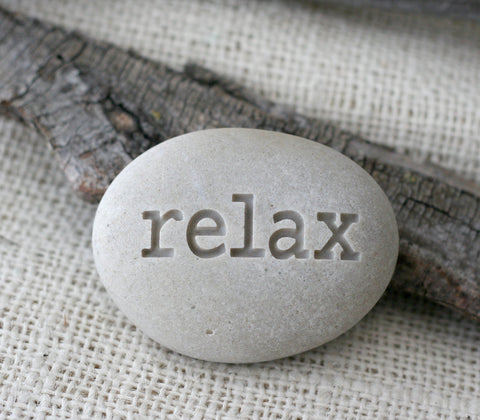 Relax - Engraved Inspirational Word on stone - Ready Gift