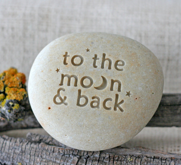 i love you to the moon & back - double sided engraved stone paperweight