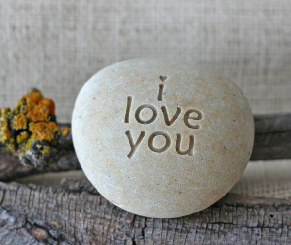 i love you to the moon & back - double sided engraved stone paperweight