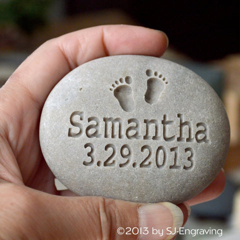New parent, grandparent gift - New baby rock- newborn personalized engraved gift