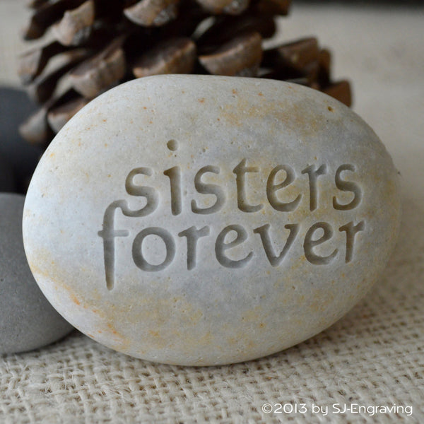 Sisters forever - engraved beach stone by sjEngraving