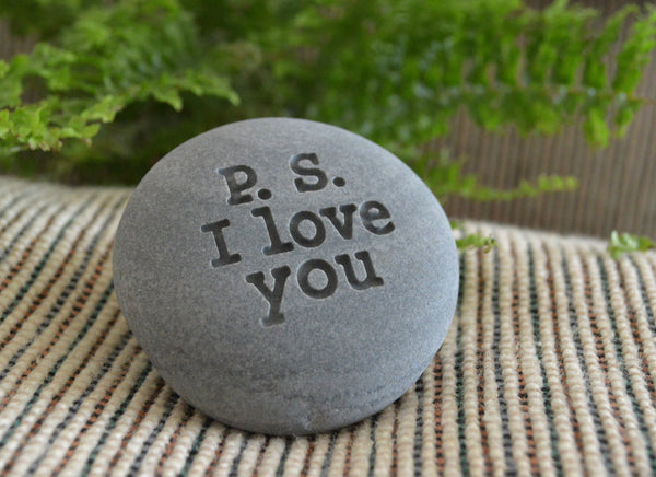 p.s. i love you - Engraved message on stone - Ready Gift by SJ-Engraving