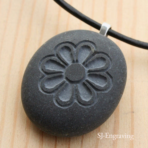 Chrysanthemum Flower Necklace - Tiny PebbleGlyph (C) Necklace