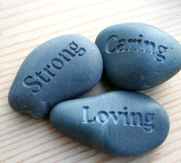 I Love You Dad, because you are inspiring, smart, caring... - Words best describe MY DAD - Set of 3 engrave stones