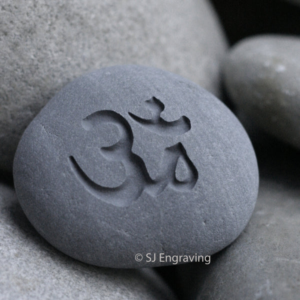 OM - engraved stone ready to ship