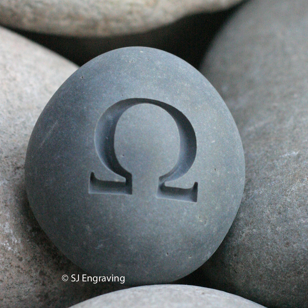 Geek gift - Engraved omega stone paperweight - Ready to ship
