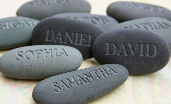 Personalized Gift for Group -  set of 10 or more engraved gray name stones