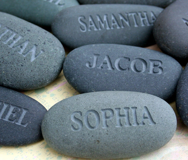 Personalized Gift for Group -  set of 10 or more engraved gray name stones