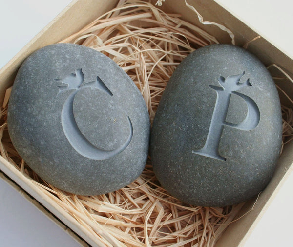 Personalized Love rocks - Custom Love Birds Initials stones - for Couples in love, engagement, wedding and anniversary gifts